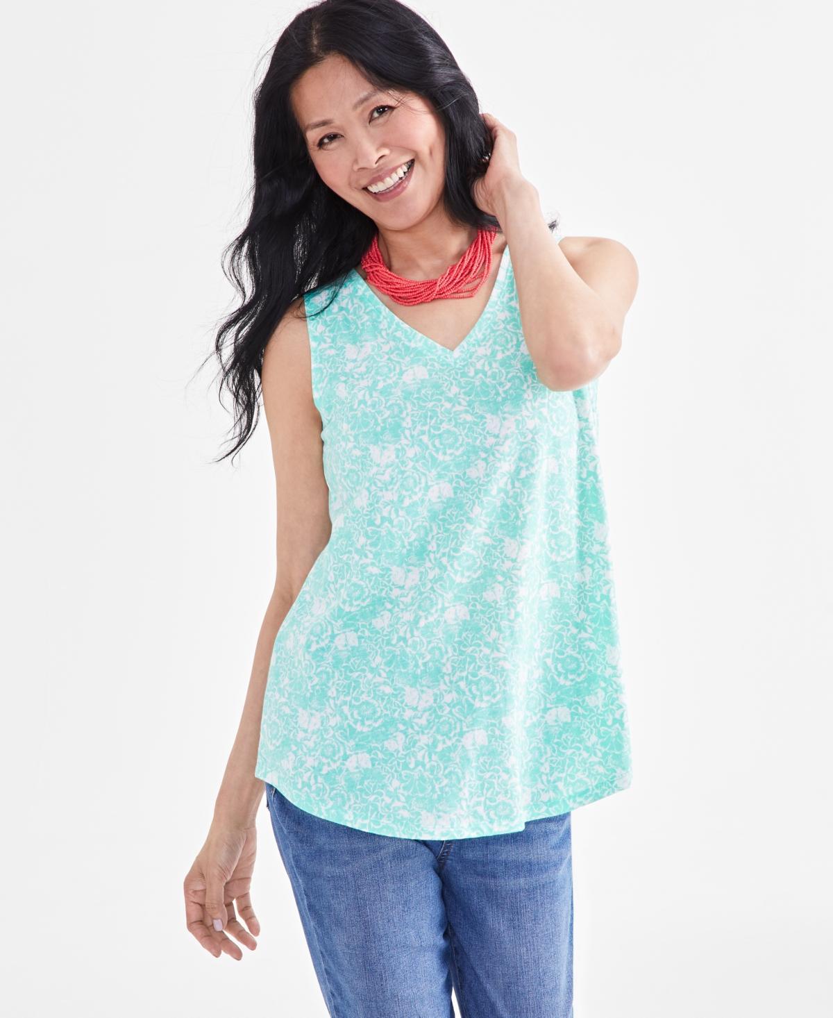 Style & Co Womens Printed V-Neck Tank Top, Created for Macys Product Image