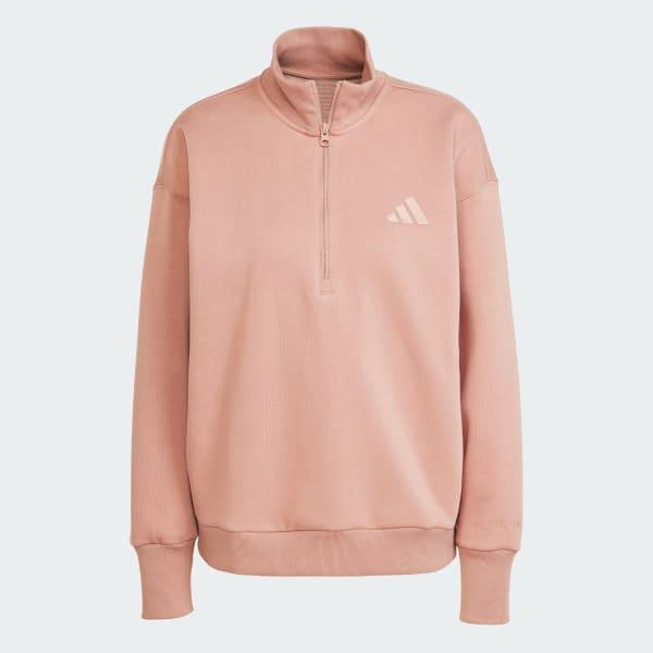 adidas ALL SZN Fleece Loose Quarter-Zip Sweatshirt Black L Womens Product Image