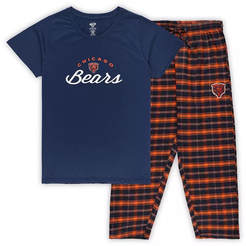 Womens Concepts Sport Chicago Bears Plus Size Badge T-Shirt & Flannel Pants Sleep Set Blue Product Image