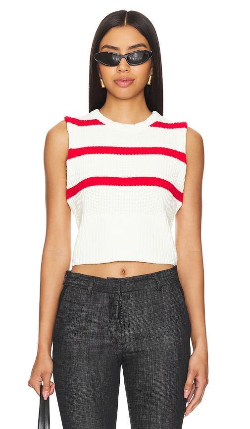 Lovers and Friends Alvise Stripe Top in Ivory & Red Product Image