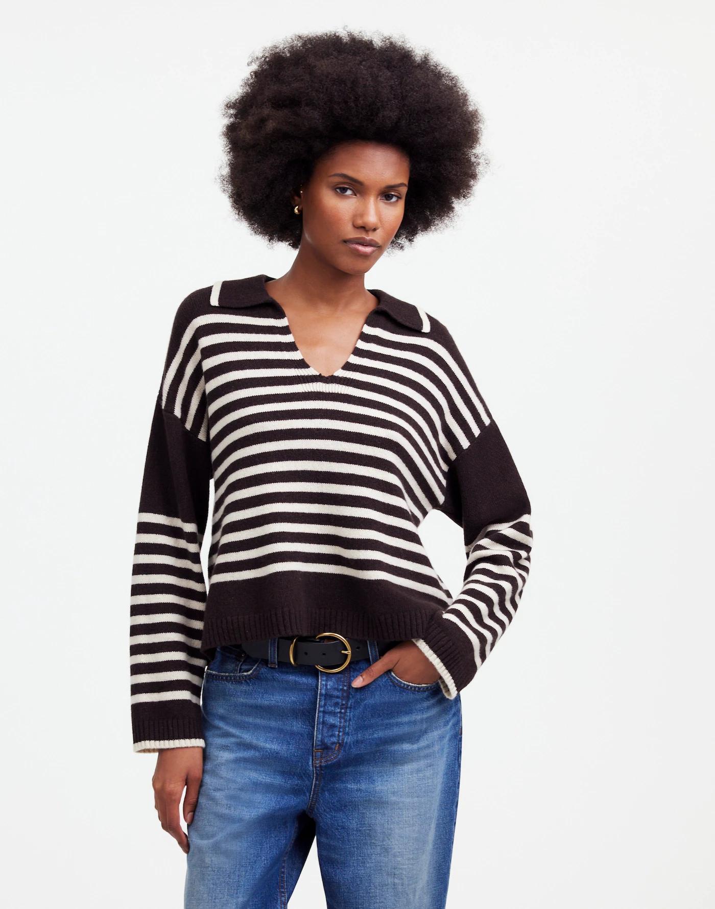 Cashmere-Wool Blend Polo Sweater Product Image