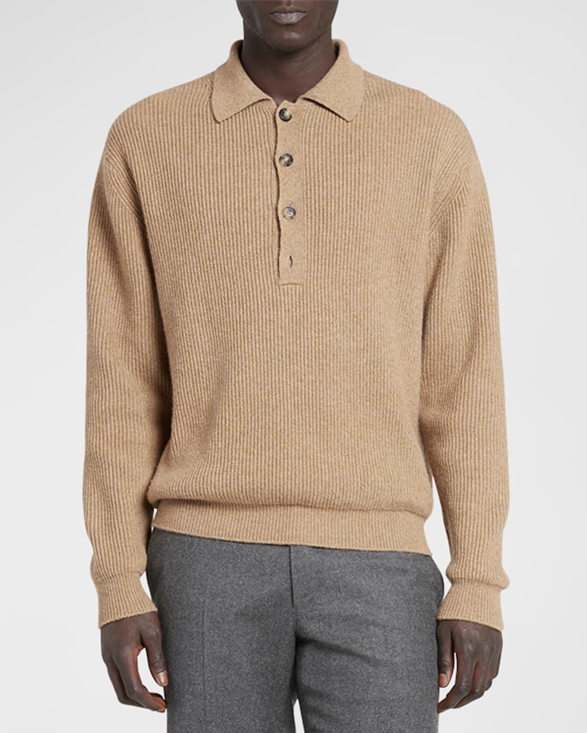 Mens Coarsehair Cashmere Polo Sweater Product Image