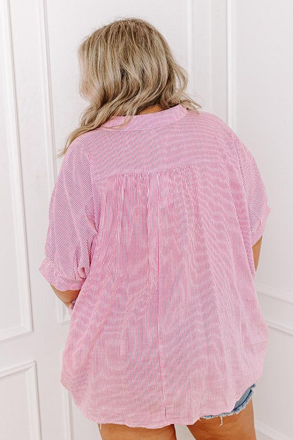 Casually Chic Stripe Button Up In Pink Curves Product Image