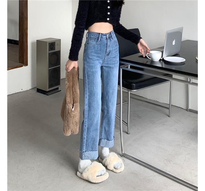 High Waist Straight Leg Jeans Product Image