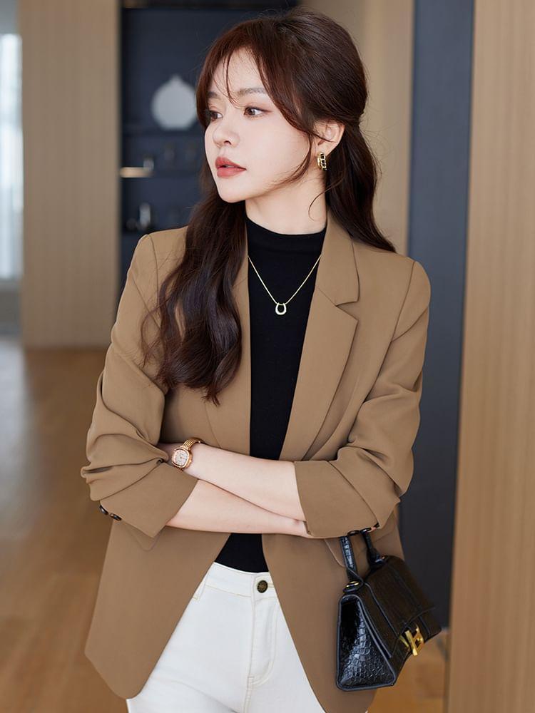 Plain Single-Button Blazer Product Image