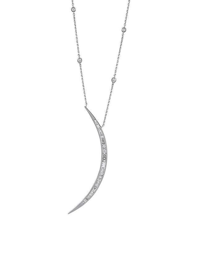 Womens Star Light Crescent 18K White Gold & 1.17 TCW Diamond Pendant Necklace Product Image