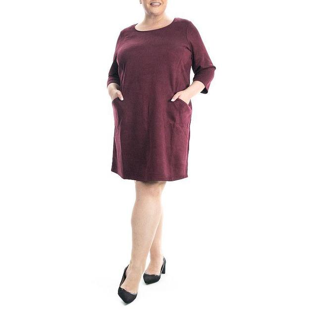 Plus Size Nina Leonard A-Line Dress, Womens Deep Red Product Image