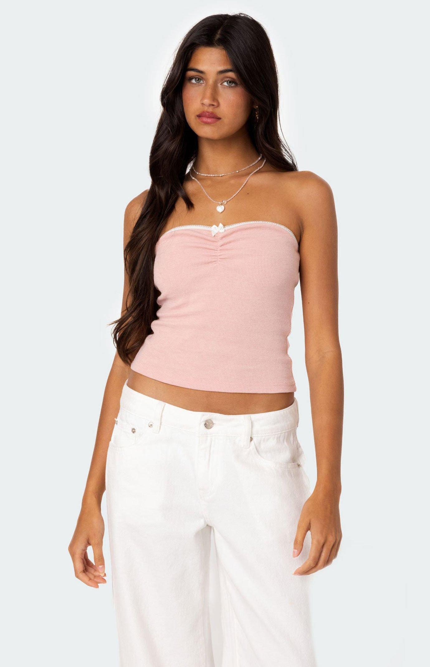 Edikted Women's Kacey Strapless Waffle Tube Top Product Image