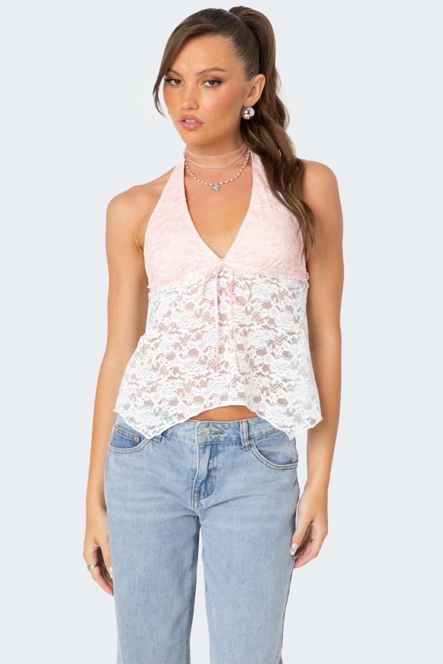 Esme Sheer Lace Halter Top Product Image