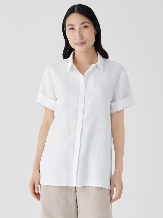 Organic Linen Classic Collar Short-Sleeve Shirt Product Image