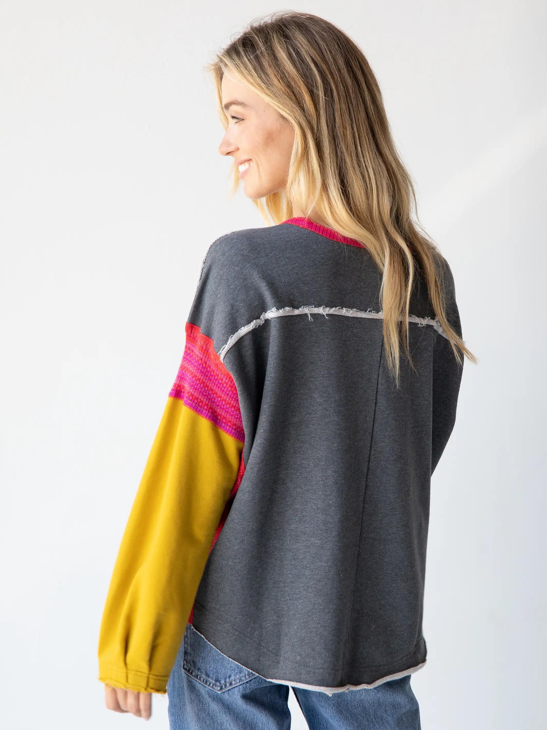 Knit Trim Sweatshirt - Grey Product Image