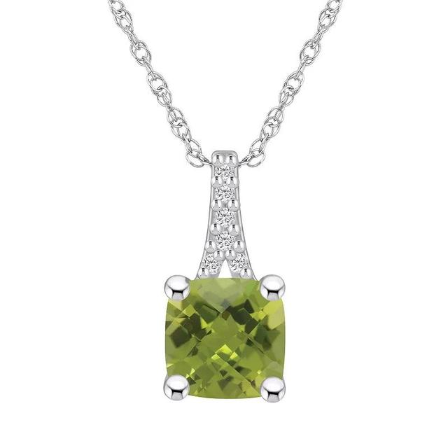 Alyson Layne 10k White Gold Cushion Gemstone Diamond Accent Pendant Necklace, Womens Peridot Product Image