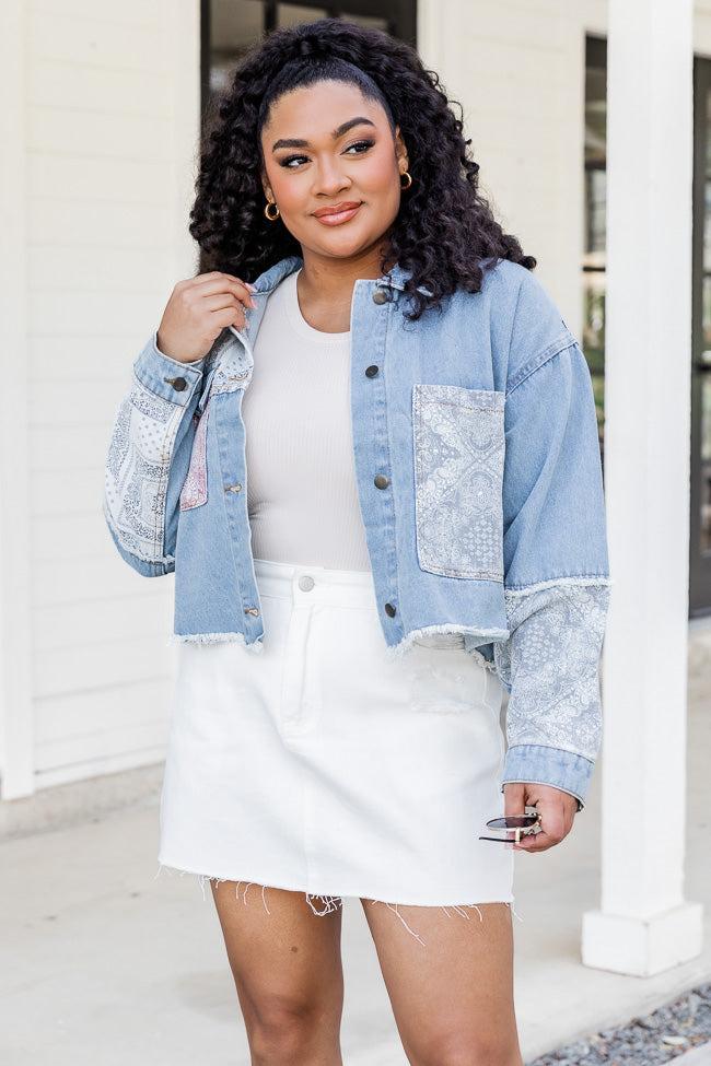 She's Gone White Distressed Denim Skirt FINAL SALE Product Image