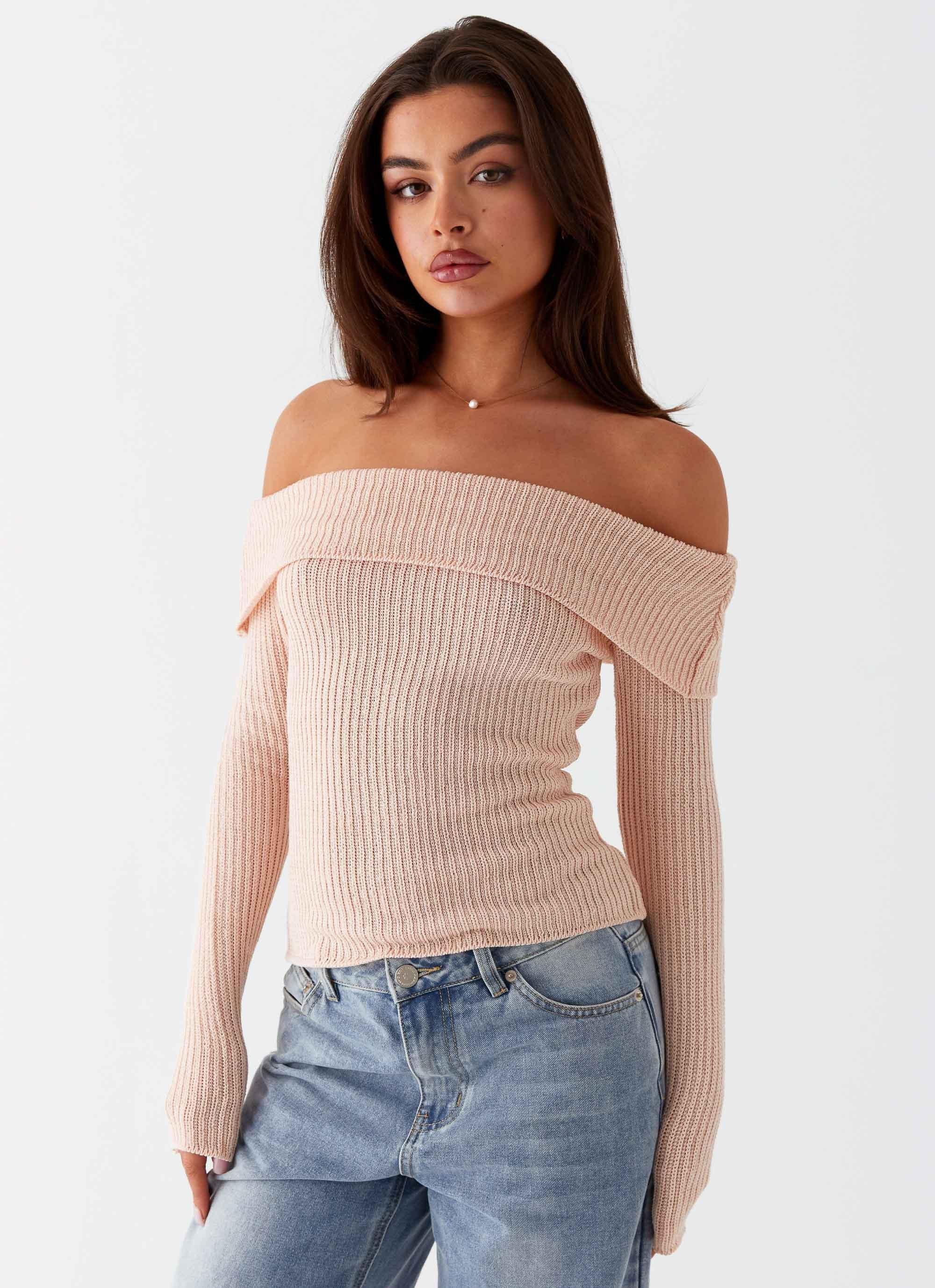 Rina Long Sleeve Knit Top - Blush Product Image