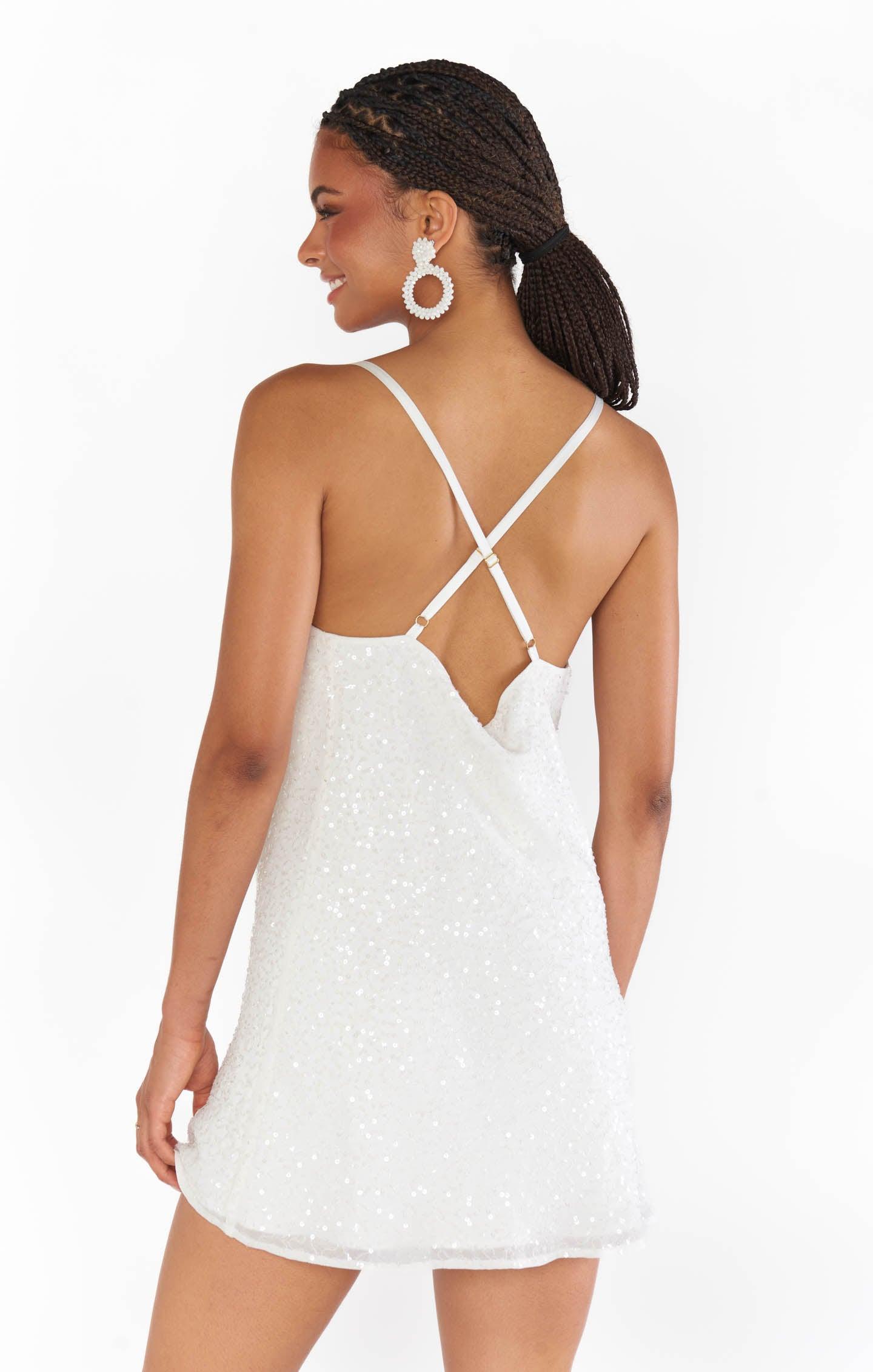 Suzanna Slip Dress ~ White Sequins Product Image