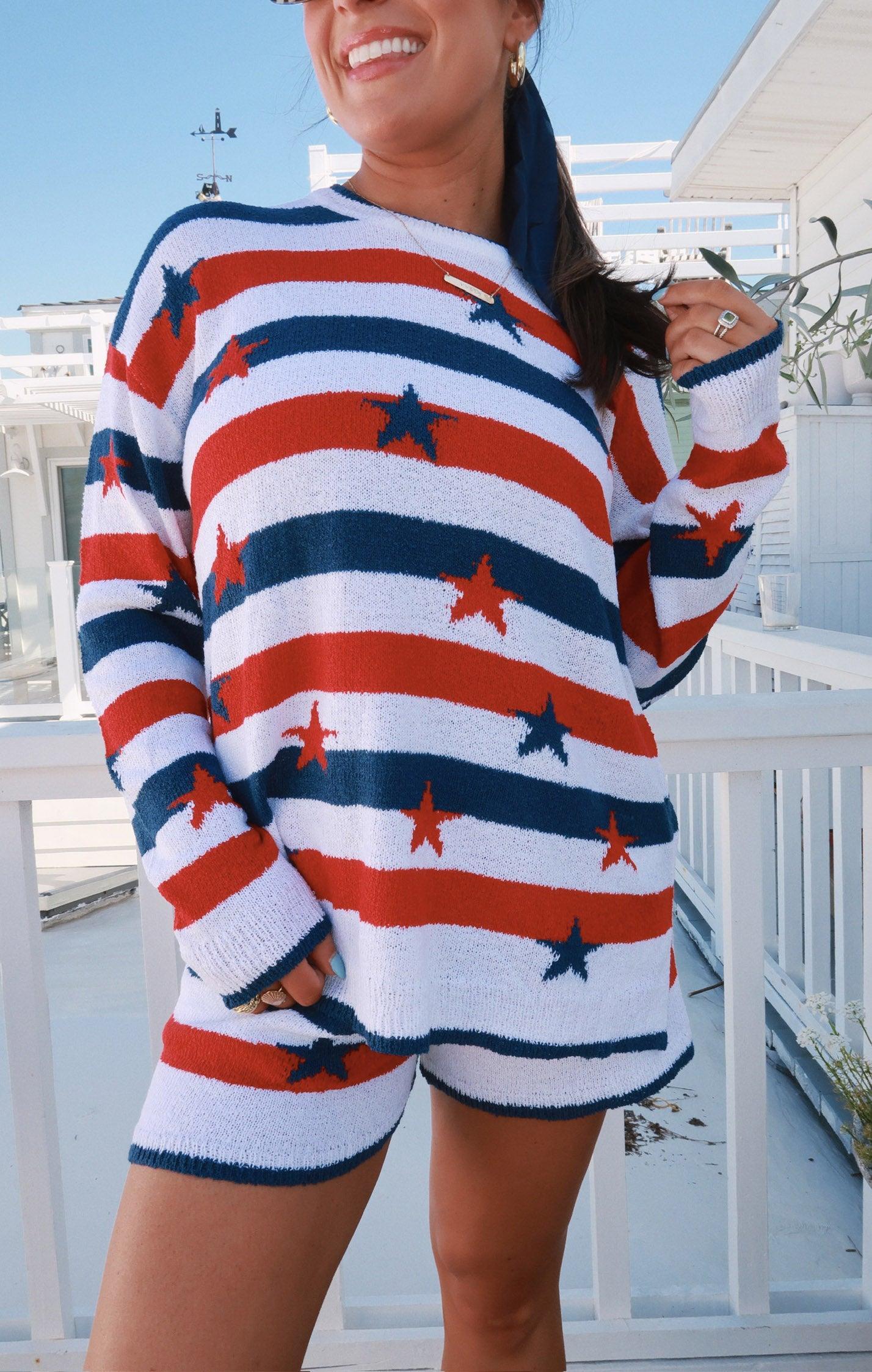 Go To Sweater ~ Star Spangled Stripe Knit Product Image