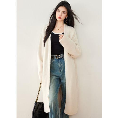 Open Front Plain Long Cardigan product image