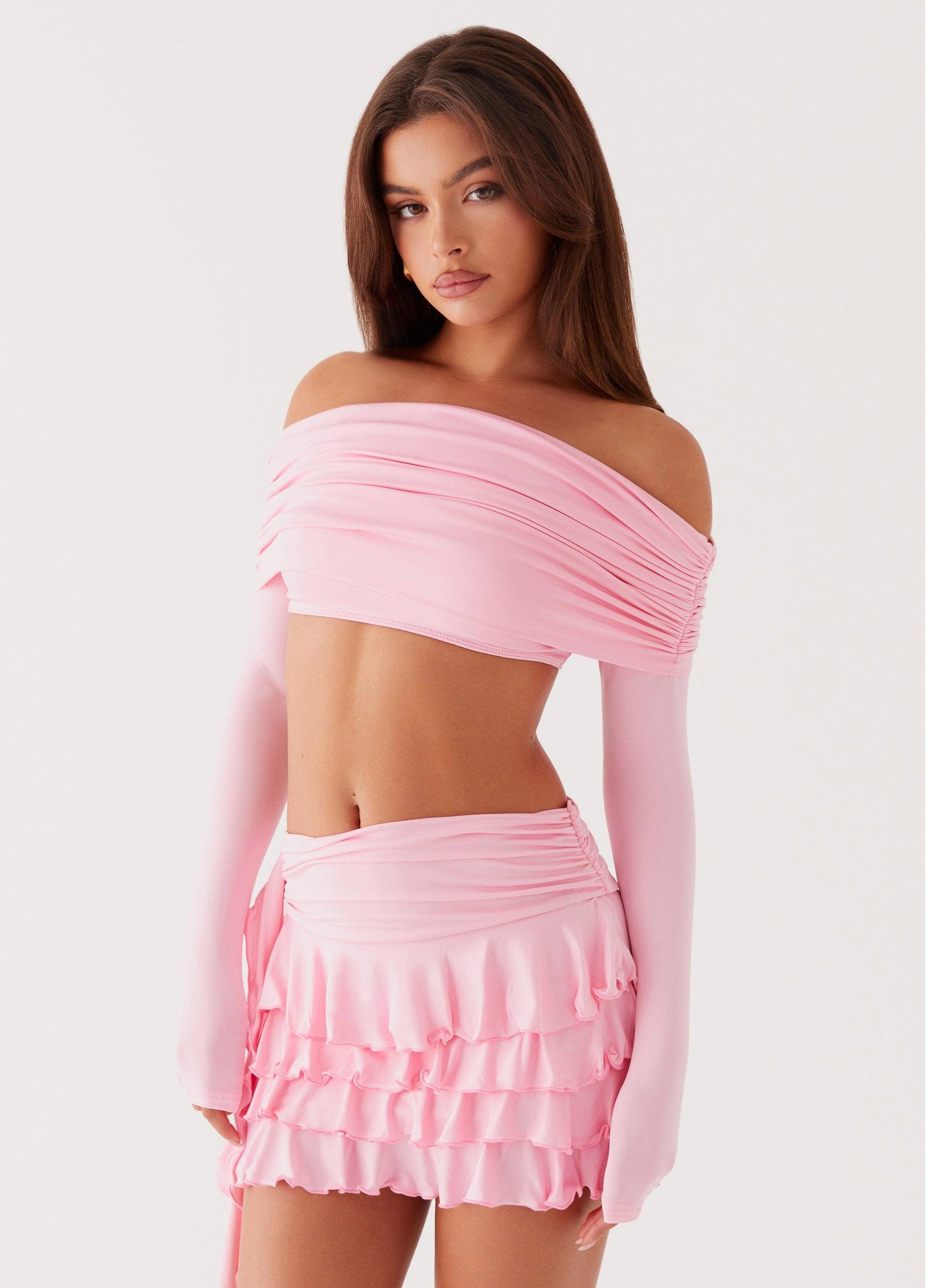 Bardot Frill Mini Skirt - Candy Pink Product Image