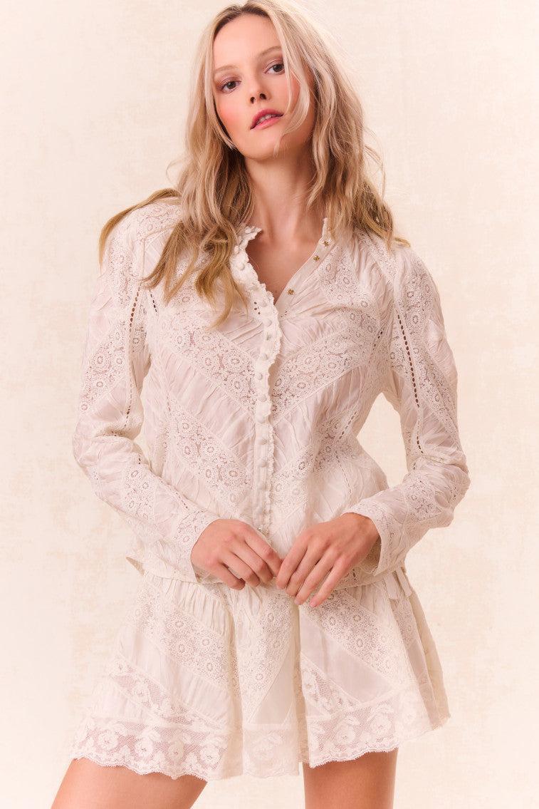 Isaline Button Down Lace Top Product Image