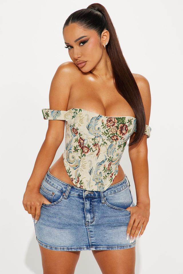 Daphne Jacquard Corset Top - Taupe/combo Product Image