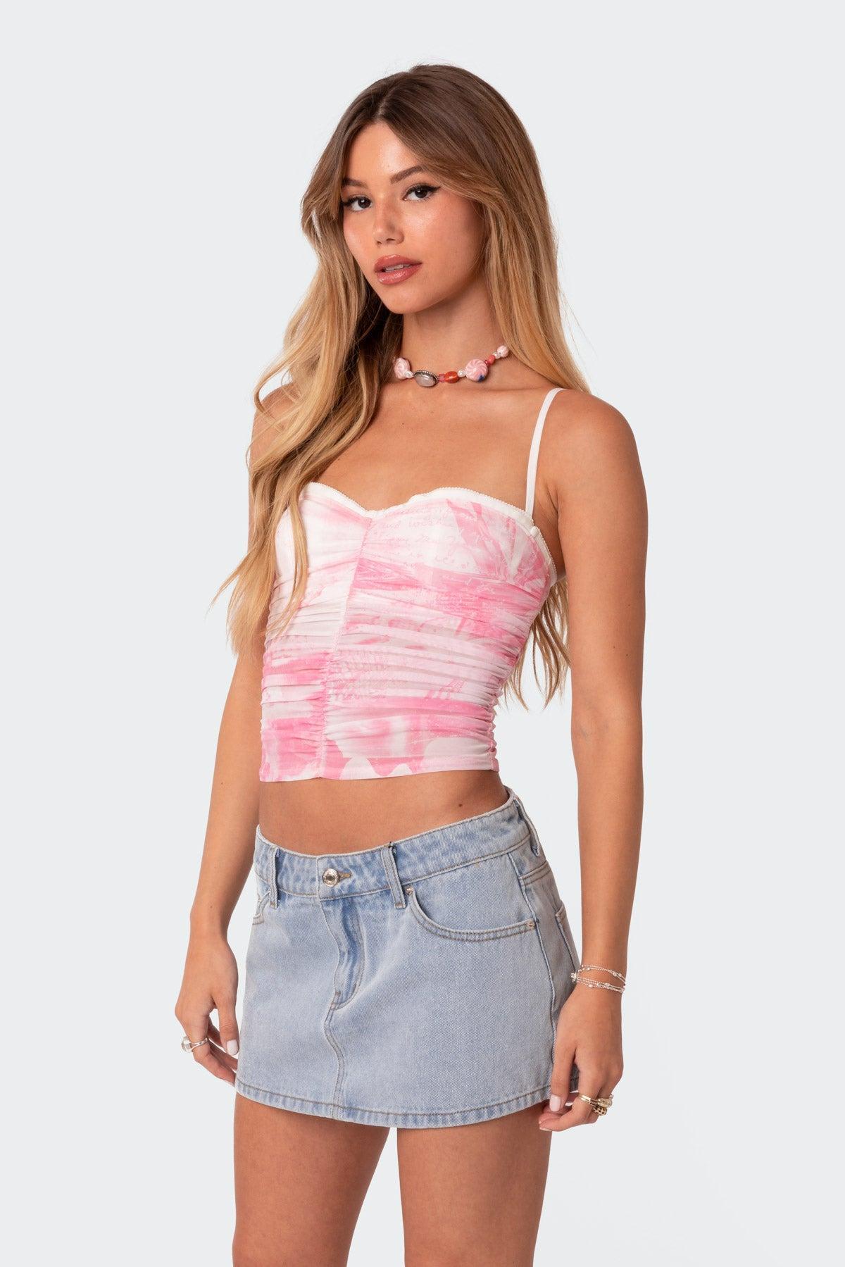 Evelyn Printed Mesh Bra Top Product Image