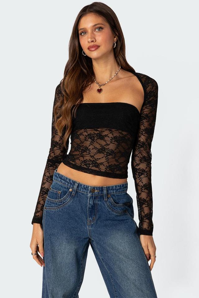 Addison Sheer Lace Two Piece Top Product Image