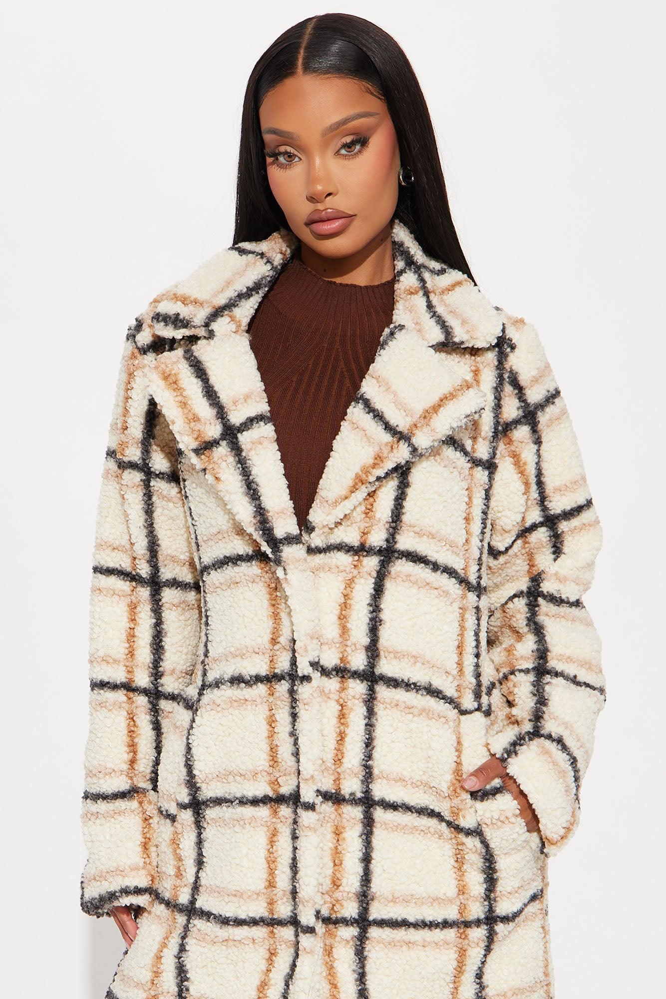 Cozy Up Plaid Sherpa Trench - Cream/combo Product Image