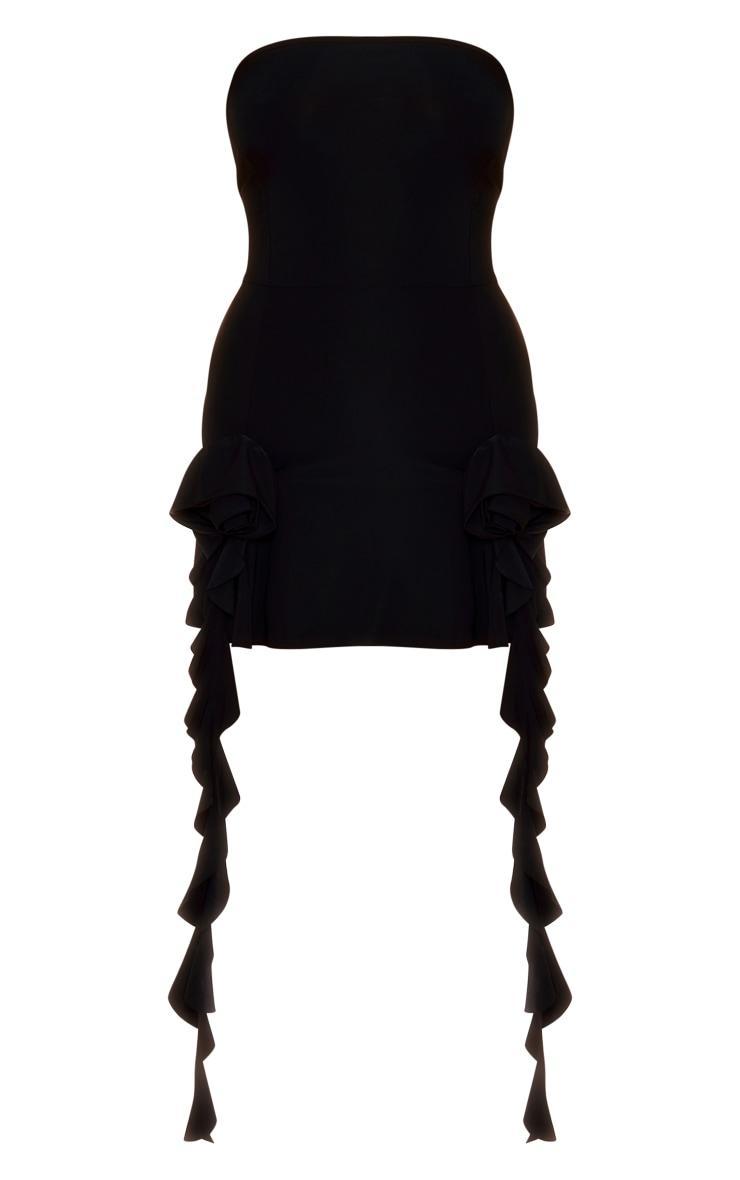 Black Rose Detail Bandeau Slinky Shift Dress Product Image