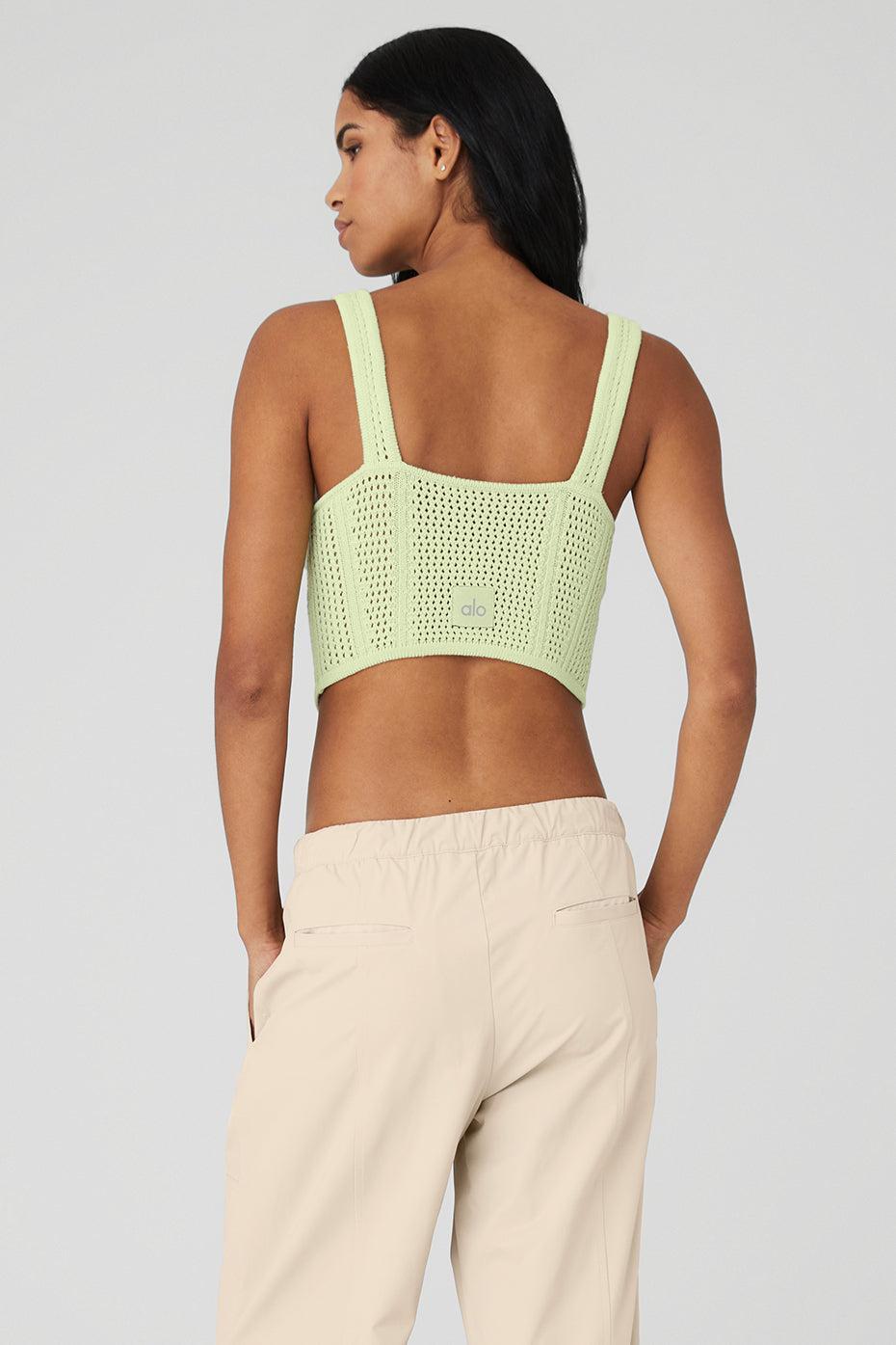 Open-Knit Chase The Sun Corset Tank - Iced Green Tea Product Image