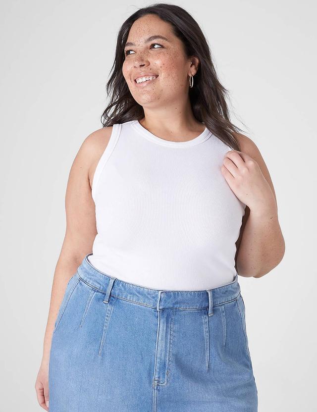 Lane Bryant Fitted High-Neck Rib Tank 18/20 White Product Image