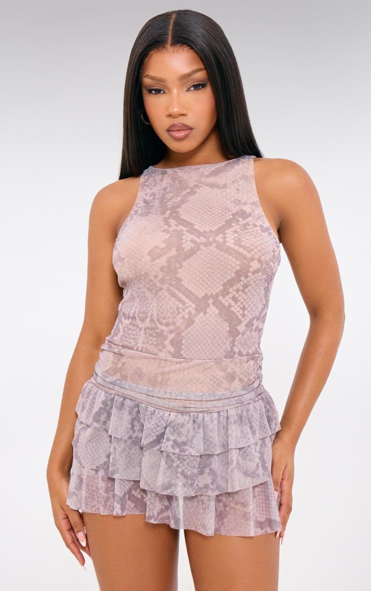 Stone Print Mesh Rara Frill Skort Playsuit Product Image