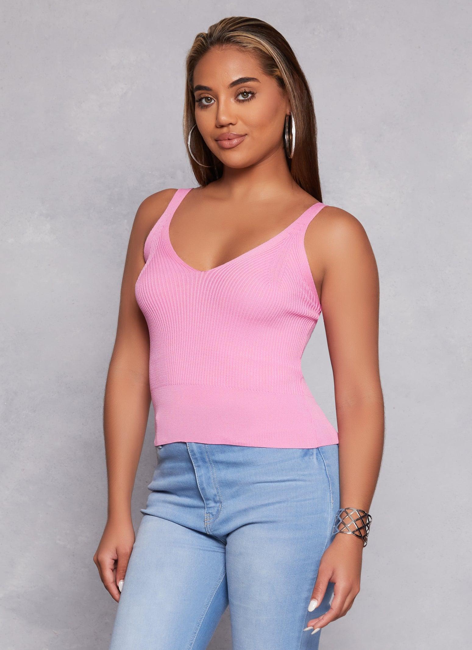 Womens Ribbed V Neck Tank Top product image