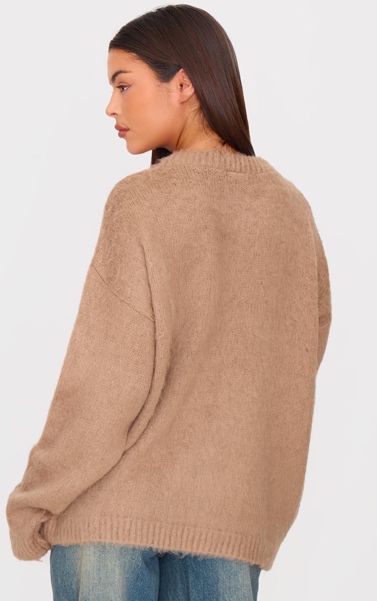 Taupe Fluffy Knit Oversized Sweater Product Image