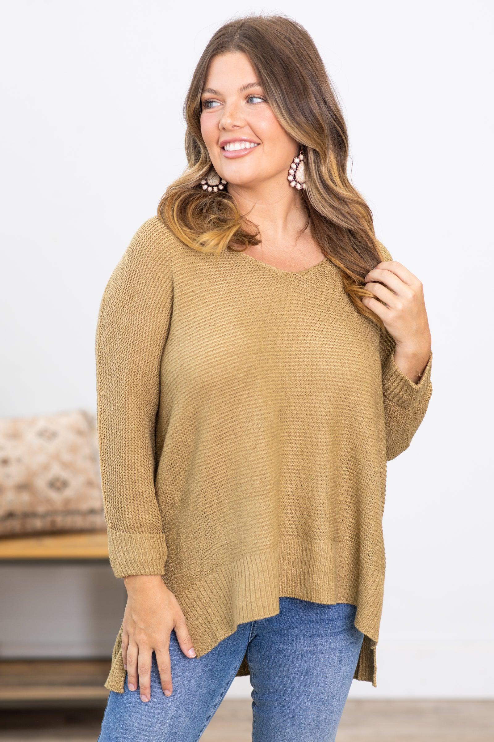 Sage V-Neck Lightweight Slouchy Sweater Product Image