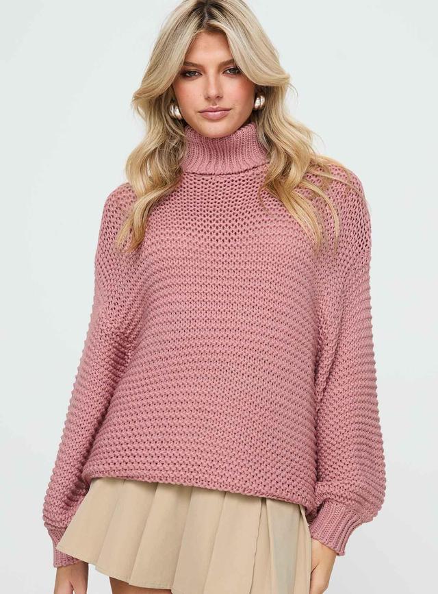 Hayworth Turtle Neck Sweater Pink Product Image