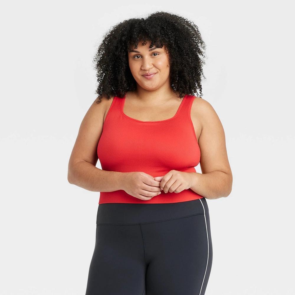 Womens Seamless Square Neck Cropped Tank Top - All In Motion Red 3X product image