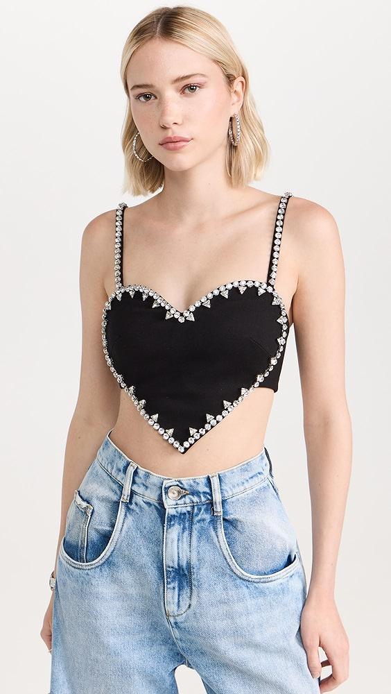 AREA Crystal Trim Heart Top | Shopbop Product Image