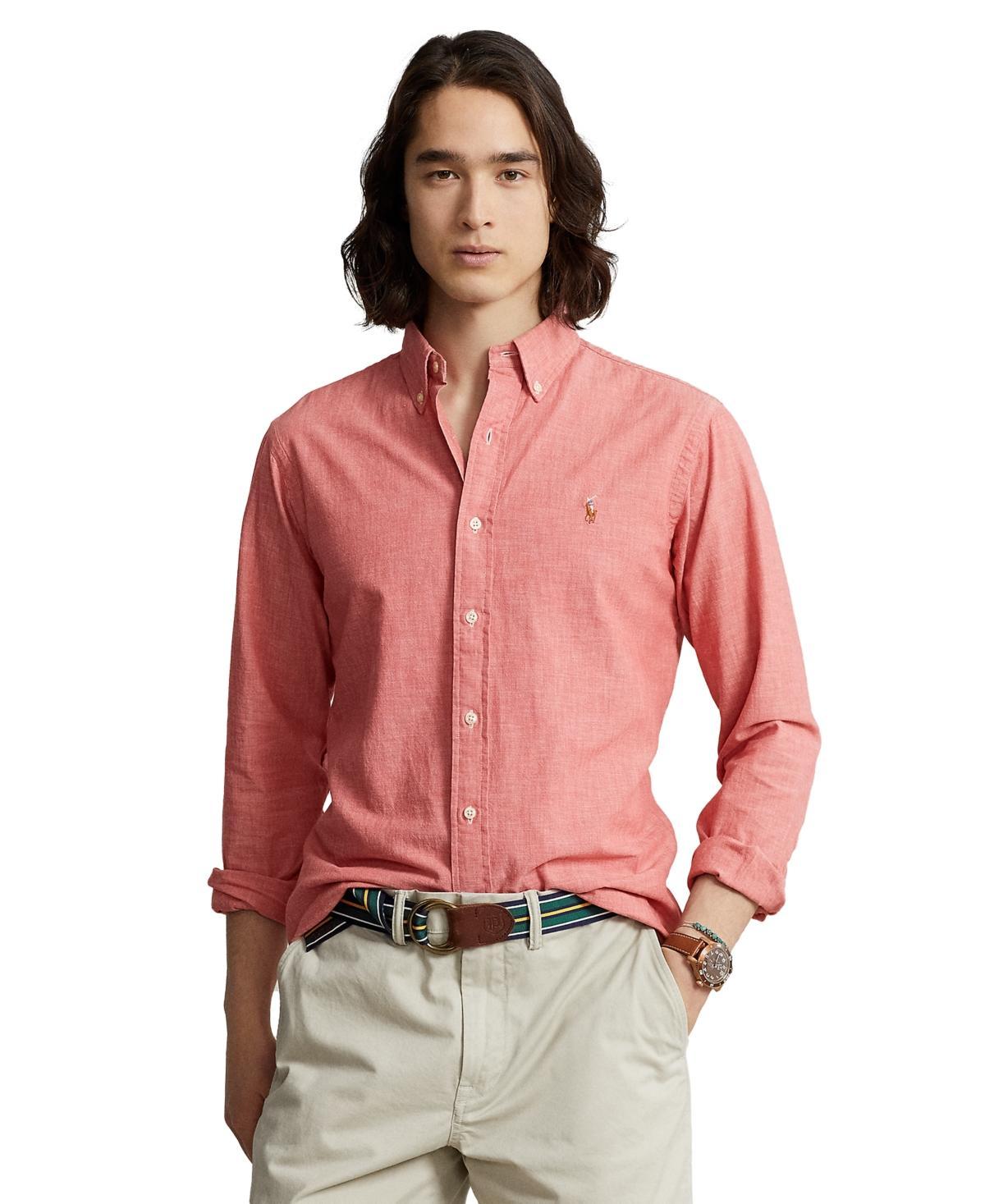 Polo Ralph Lauren Classic Fit Red Chambray Long Sleeve Shirt Product Image