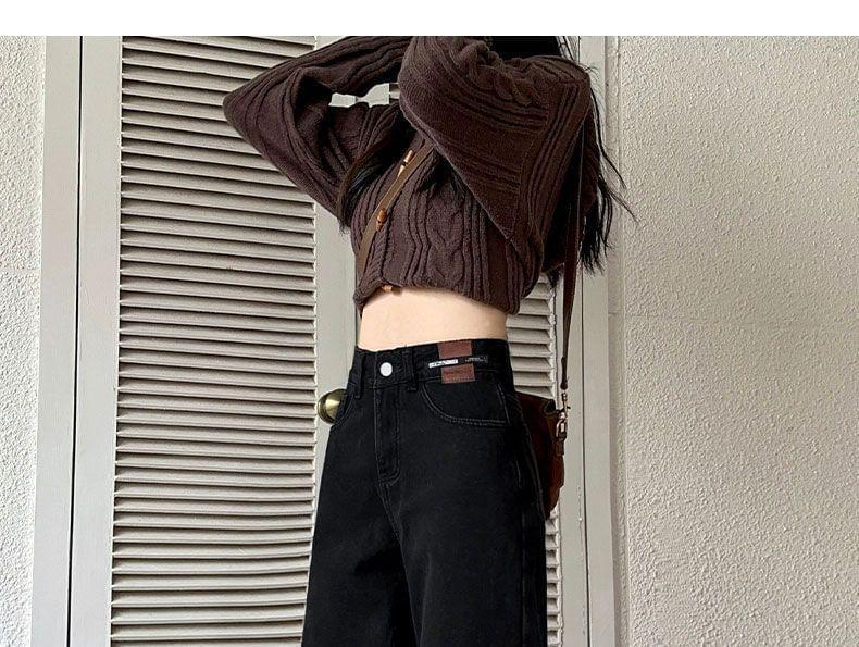 High Waist Applique Wide Leg Jeans Product Image