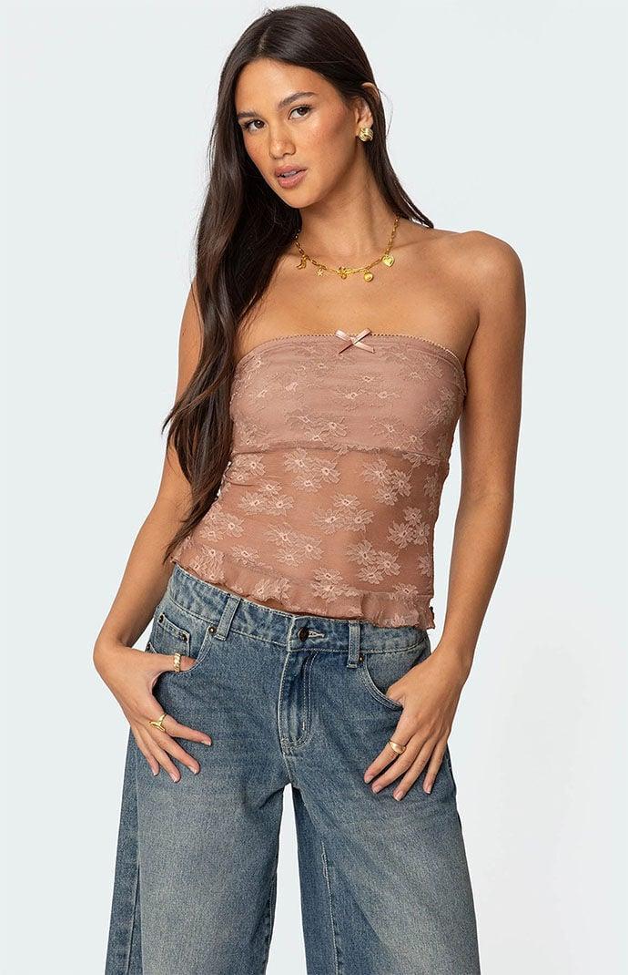 Edikted Women's Ballet Sheer Lace Tube Top Product Image