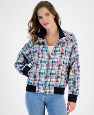 Nautica Jeans Womens Patchwork Plaid-Print Cotton Jacket Product Image