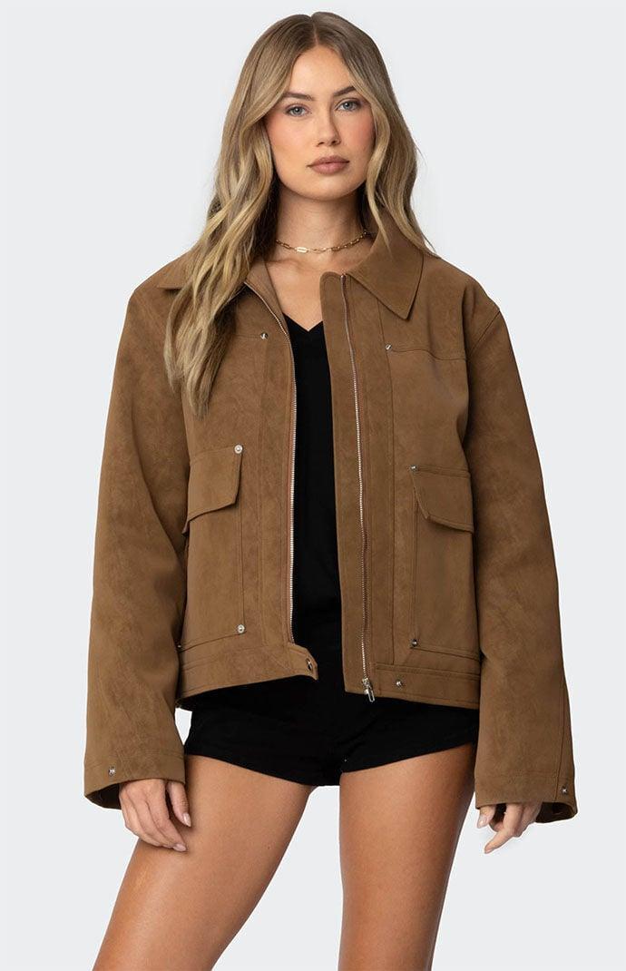 Edikted Women's Annabelle Oversized Faux Suede Jacket Product Image