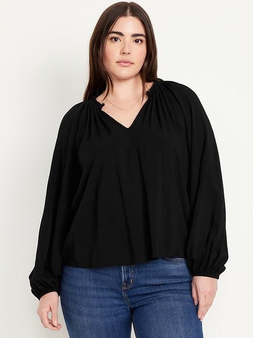 Ruffled Split-Neck Top Product Image