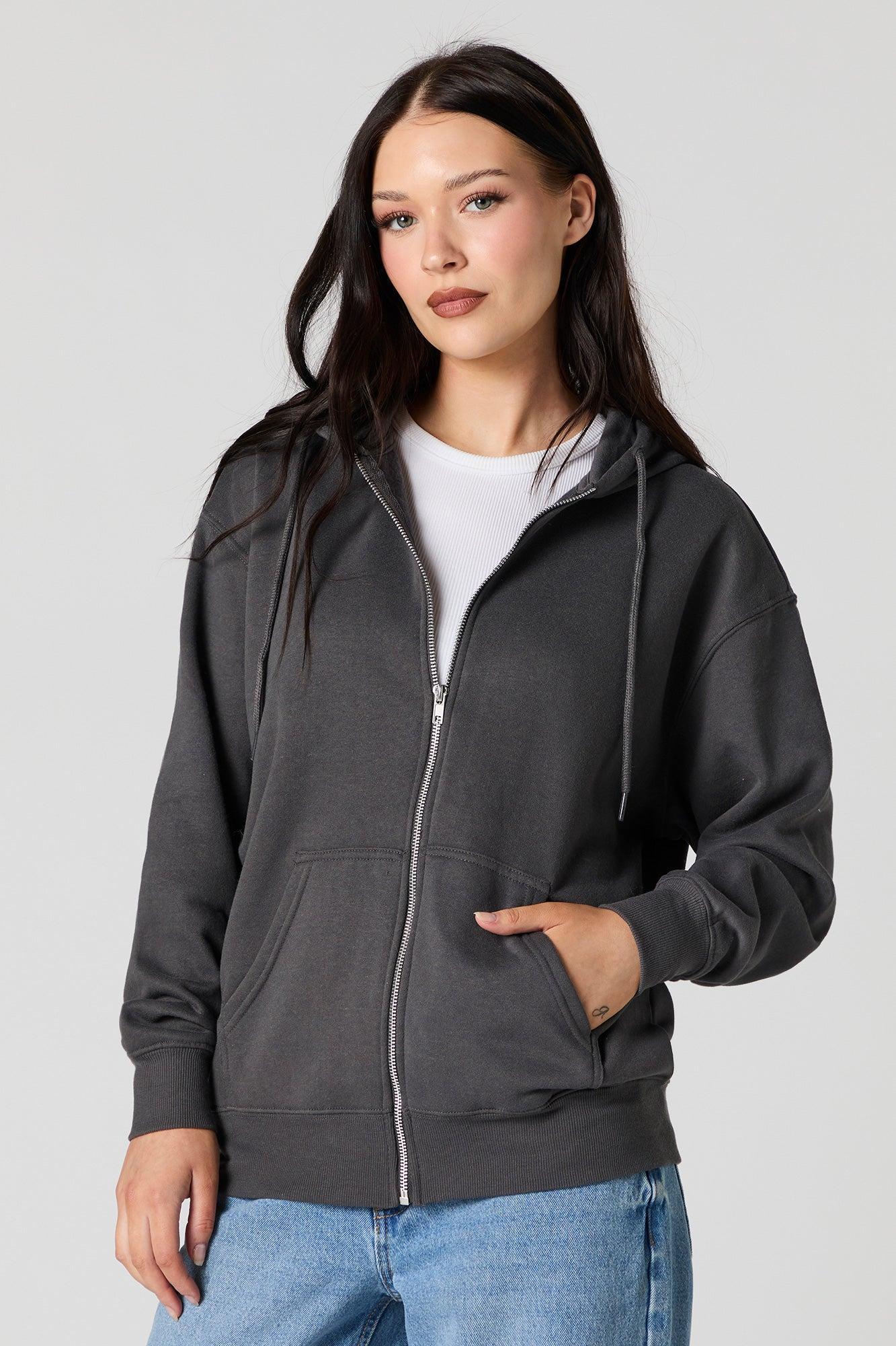 Fleece Oversized Zip-Up Hoodie Female Product Image