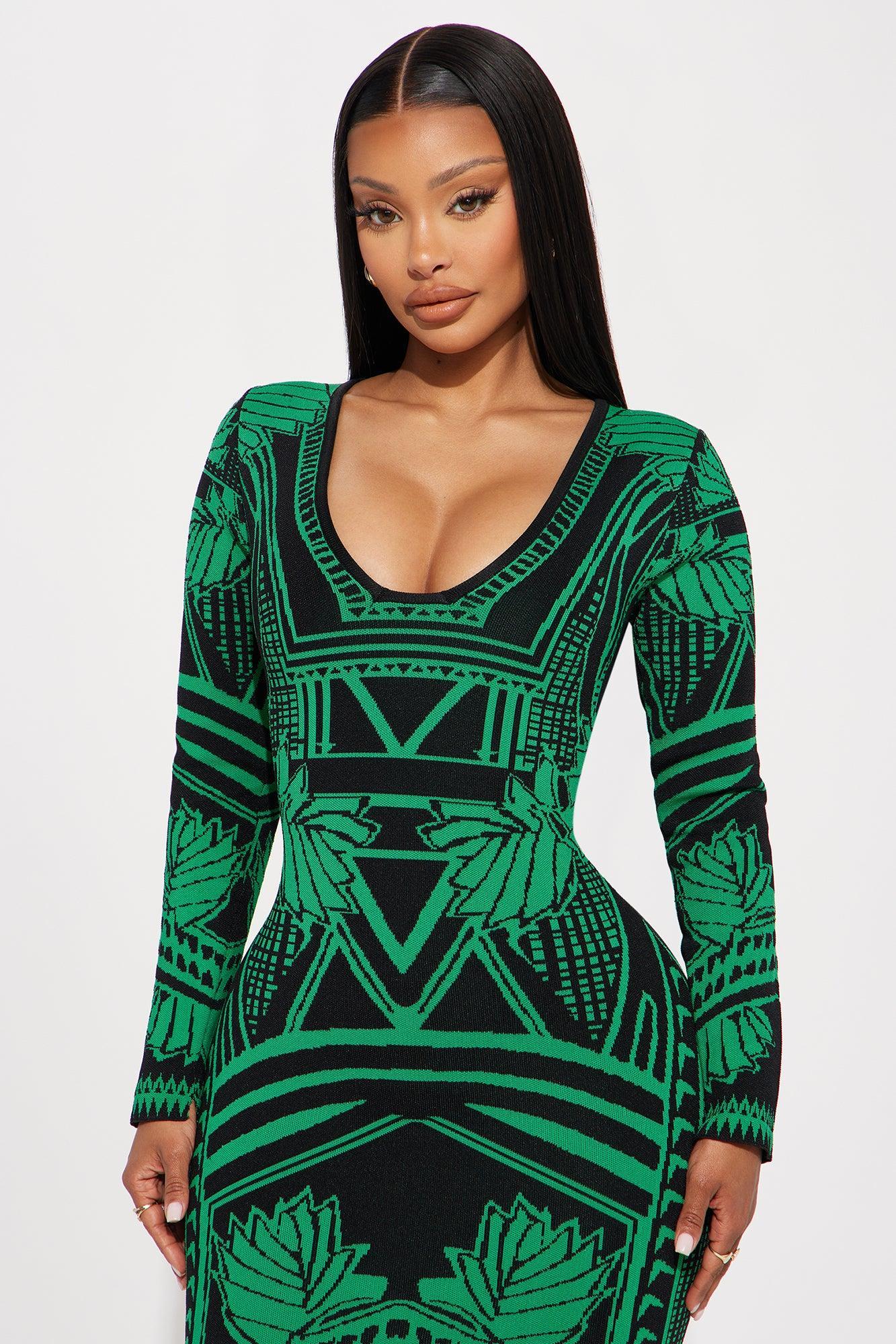 Shanna Sweater Midi Dress - Green Product Image