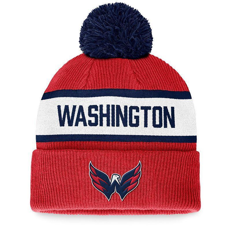 Mens Fanatics Branded Washington Capitals Fundamental Wordmark Cuffed Knit Hat with Pom Product Image