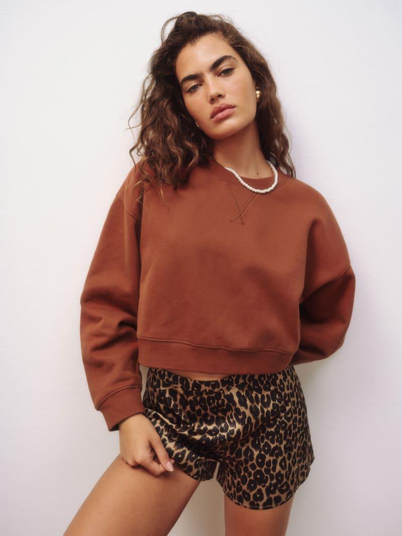 Grace Cropped Vintage Oversized Crewneck Sweatshirt Product Image