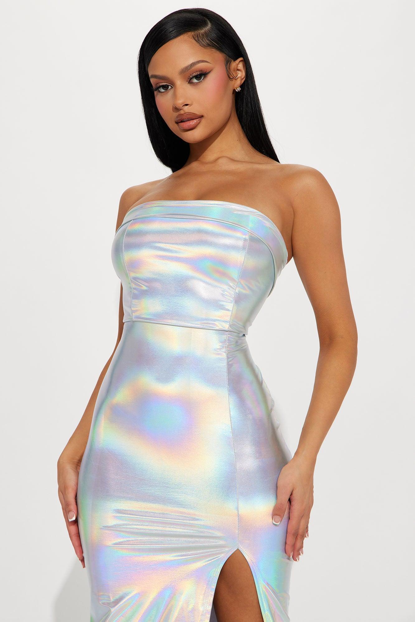 Out Of This World Midi Dress - Silver Product Image