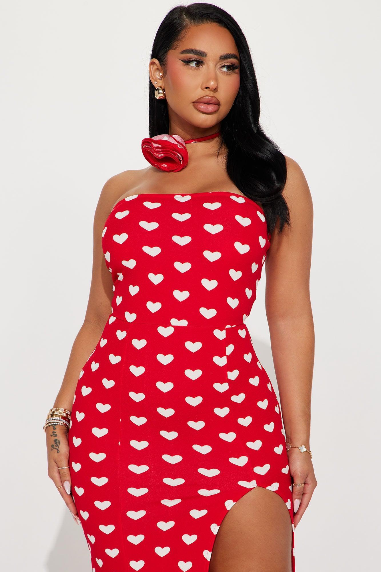 Steel Your Heart Maxi Dress - Red/White Product Image