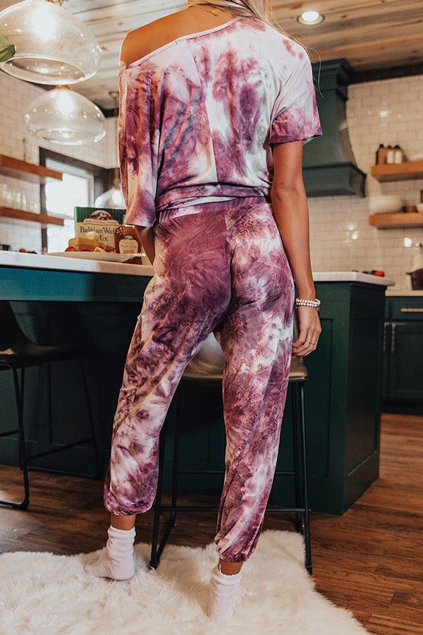 Cozy Mornings Tie Dye Joggers in Purple Product Image